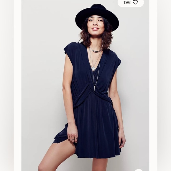Free People Criss Cross Dress casual comfy summer mini minimalist grey - Picture 1 of 8